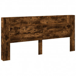 Zagłówek z półką i LED, przydymiony dąb, 220x16,5x103,5 cm