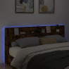 Zagłówek z półką i LED, przydymiony dąb, 220x16,5x103,5 cm