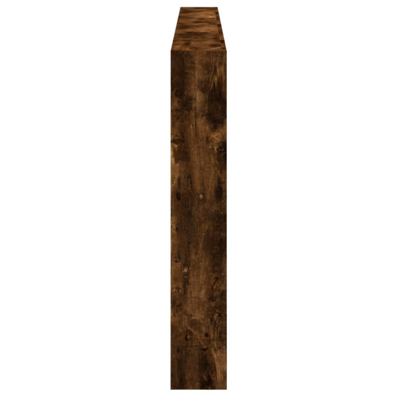 Zagłówek z półkami i LED, przydymiony dąb, 220x17x102 cm