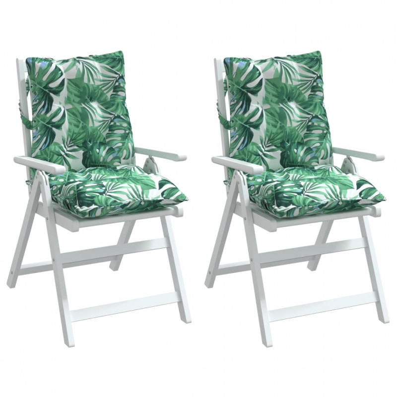 Poduszki na krzesła z niskim oparciem, 2 szt., wzór w liście