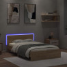 Rama łóżka z wezgłowiem i LED, dąb sonoma, 135x190 cm