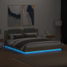Rama łóżka z wezgłowiem i LED, dąb sonoma, 200x200 cm