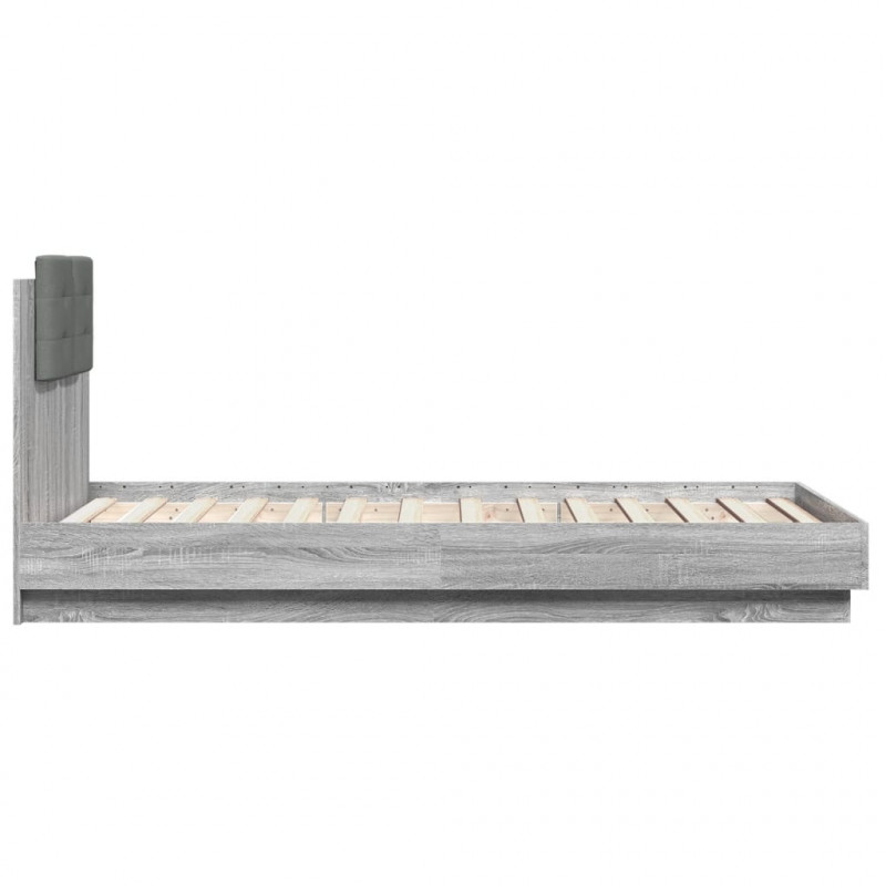 Rama łóżka z wezgłowiem, szary dąb sonoma, 90x190 cm