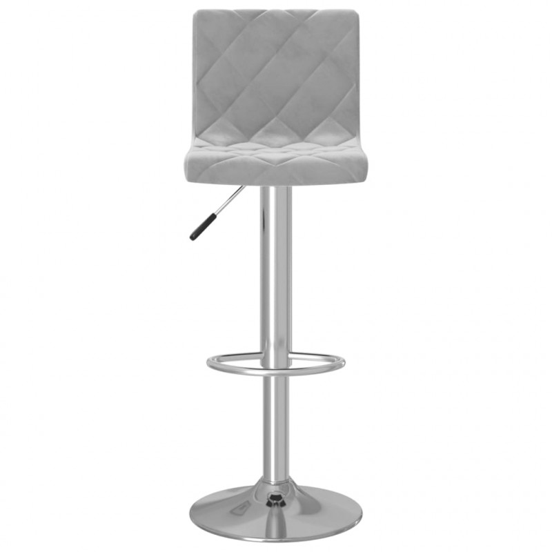Stołki barowe, 2 szt., jasnoszare, obite aksamitem