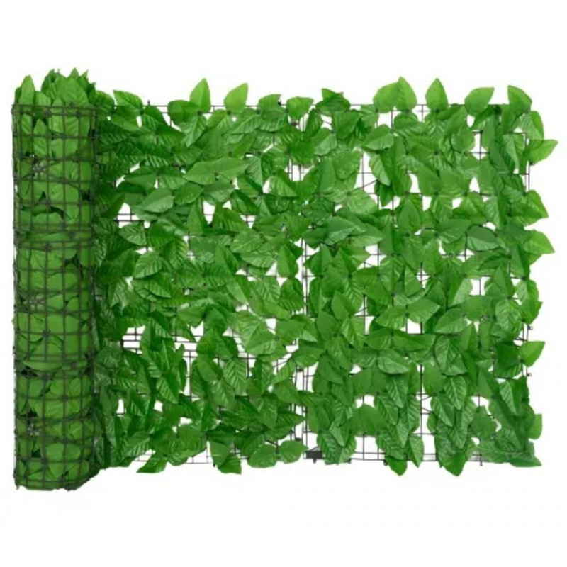 Osłona balkonowa, zielone liście, 200x75 cm