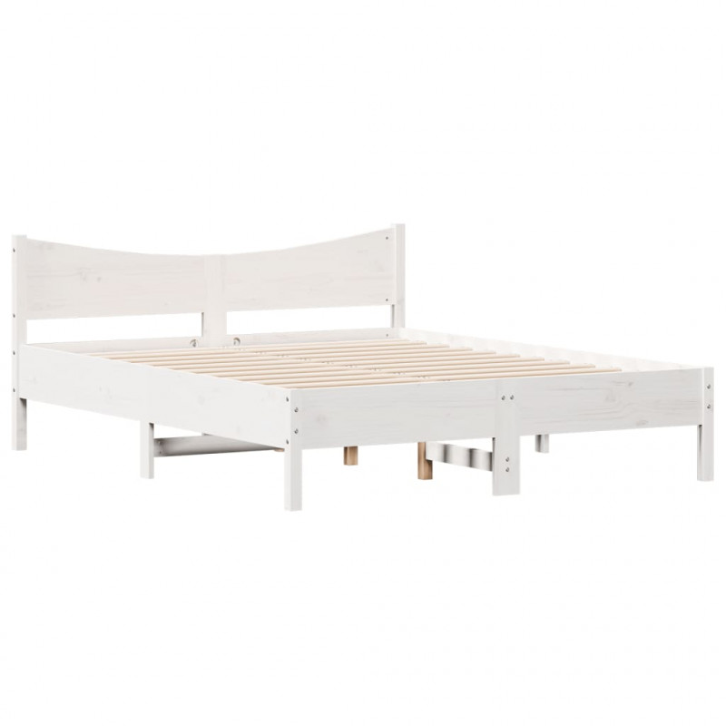 Rama łóżka bez materaca, biała, 150x200 cm, lite drewno sosnowe