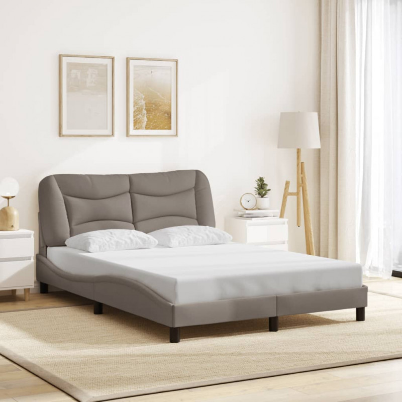 Rama łóżka z oświetleniem LED, taupe, 120x200 cm, tkanina