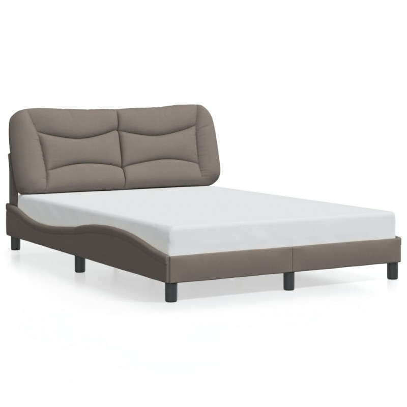 Rama łóżka z oświetleniem LED, taupe, 120x200 cm, tkanina