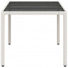 Stół ogrodowy ze szklanym blatem, biały, 150x90x75 cm rattan PE