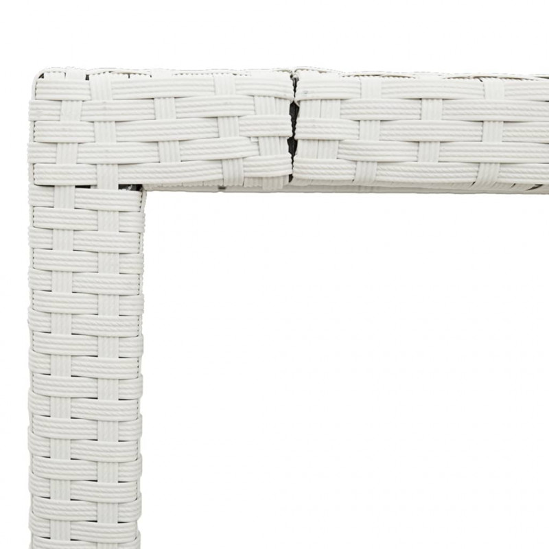 Stół ogrodowy ze szklanym blatem, biały, 150x90x75 cm rattan PE