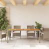 Stół ogrodowy, beżowy 190x90x75 cm, rattan PE i drewno akacjowe