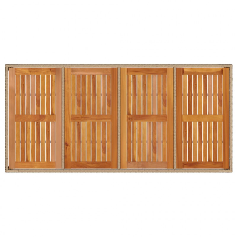 Stół ogrodowy, beżowy 190x90x75 cm, rattan PE i drewno akacjowe