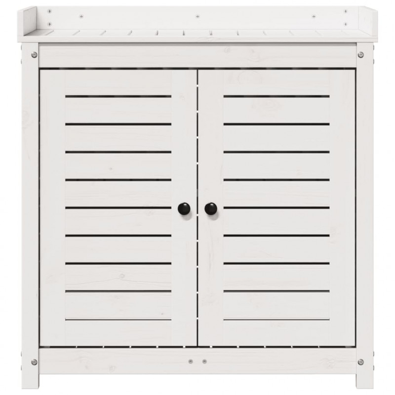 Stolik ogrodniczy z półką, biały, 82,5x50x86,5 cm, sosna