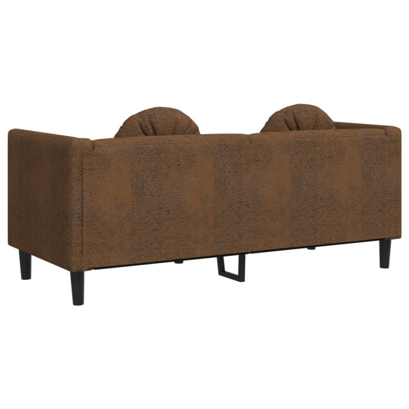 Sofa 2-os., brązowa, sztuczna skóra zamszowa