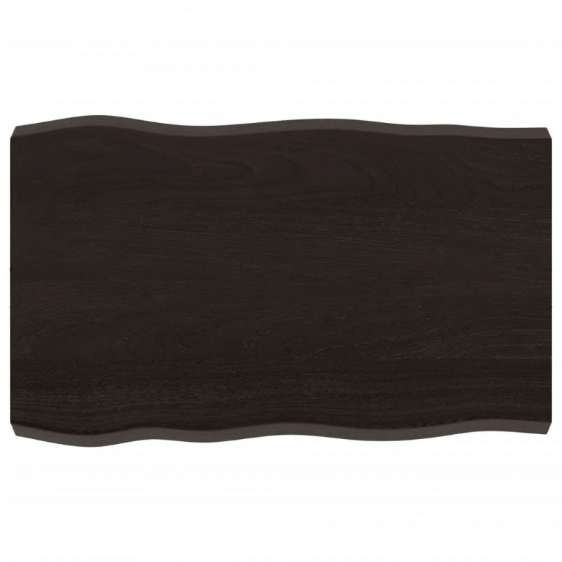 Blat, ciemnobrązowy 80x50x(2-6) cm drewno z naturalną krawędzią