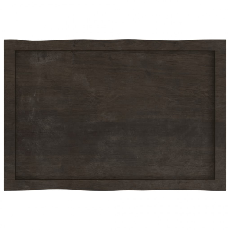 Blat, ciemnobrązowy 80x50x(2-6) cm drewno z naturalną krawędzią
