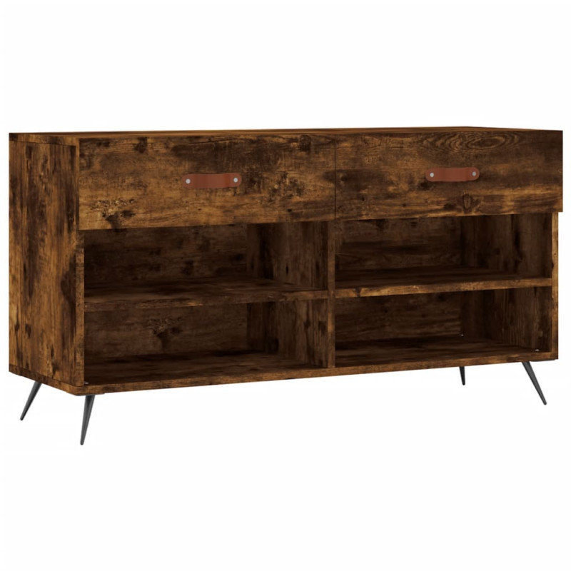 Ławka z miejscem na buty, przydymiony dąb, 102x35x55 cm