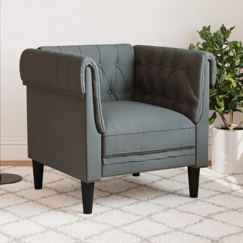 Fotel Chesterfield, ciemnoszary, obity tkaniną