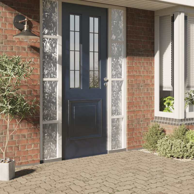 Folie okienne, 4 szt., matowe, wzór w kwiaty, PVC