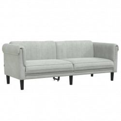 Sofa 3-osobowa, jasnoszara, tapicerowana aksamitem
