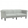 Sofa 3-osobowa, jasnoszara, tapicerowana aksamitem