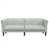 Sofa 3-osobowa, jasnoszara, tapicerowana aksamitem