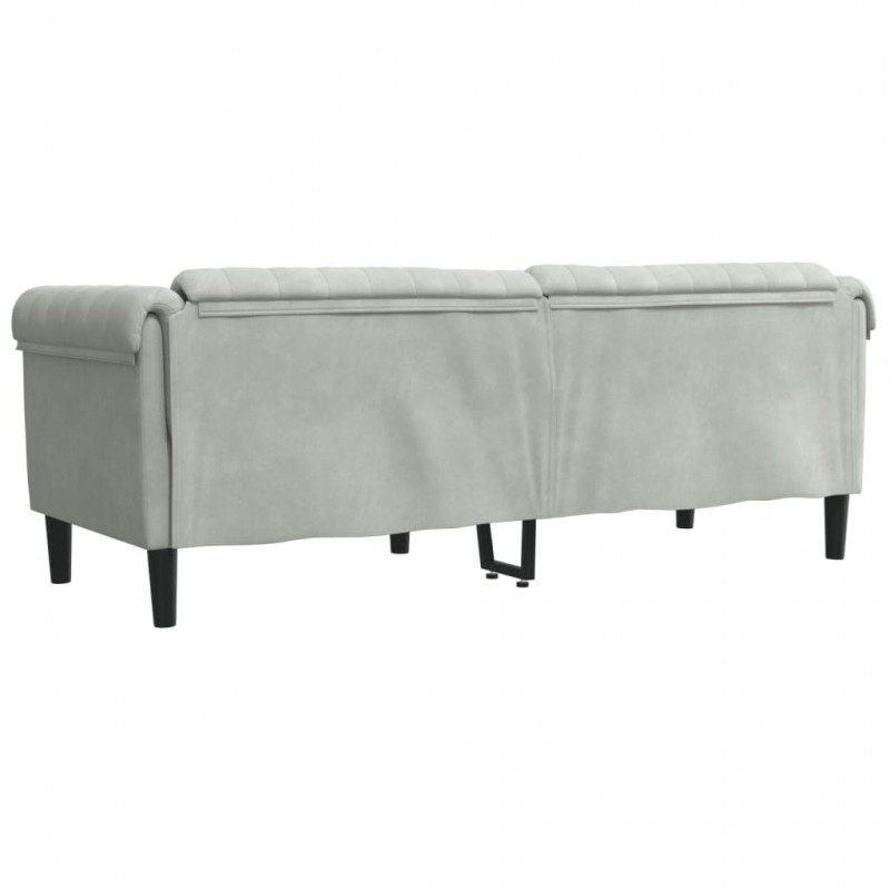 Sofa 3-osobowa, jasnoszara, tapicerowana aksamitem