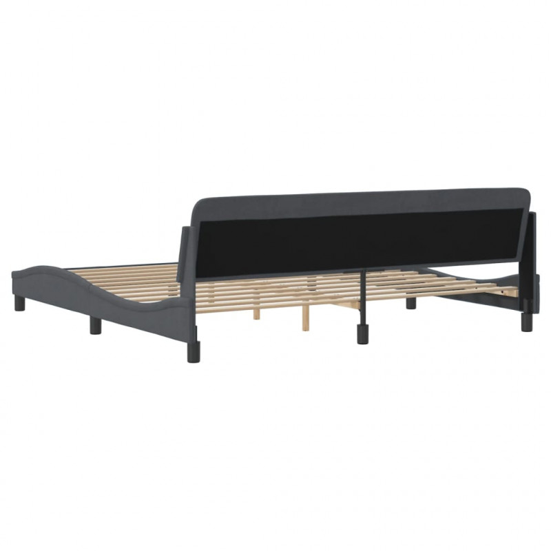 Rama łóżka bez materaca, ciemnoszara, 200x200 cm, aksamitna