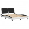 Rama łóżka z LED, biało-czarna, 140x190 cm, sztuczna skóra