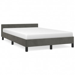 Rama łóżka z wezgłowiem, ciemnoszara, 120x190 cm, aksamit