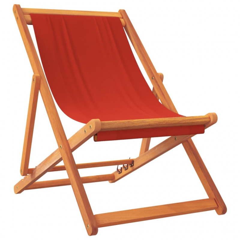 Składane krzesła plażowe, 2 szt., czerwone, obite tkaniną