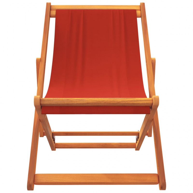 Składane krzesła plażowe, 2 szt., czerwone, obite tkaniną