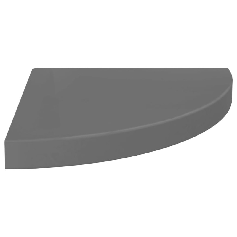 Narożne półki ścienne, 4 szt., połysk, szare, 35x35x3,8 cm, MDF