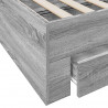 Rama łóżka z szufladami, szary dąb sonoma, 135x190 cm