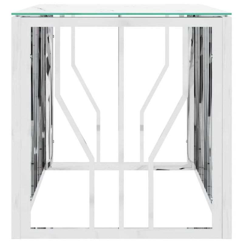 Stolik kawowy, srebrny, 110x45x45 cm, stal nierdzewna i szkło