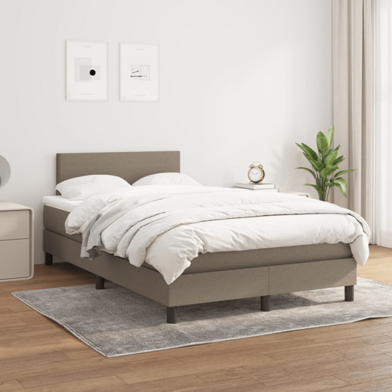 Łóżko kontynentalne z materacem, taupe, 120x190 cm, tkanina