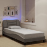 Rama łóżka z oświetleniem LED, taupe, 90x200 cm, tkanina