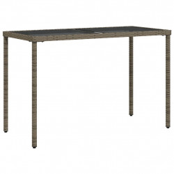 Stół ogrodowy ze szklanym blatem, szary, 115x54x74cm, rattan PE