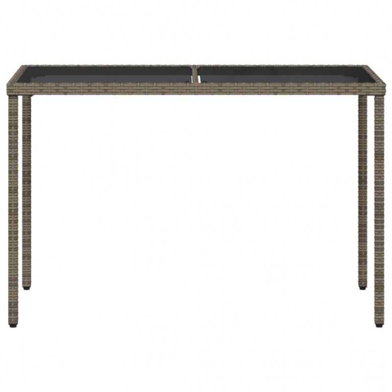 Stół ogrodowy ze szklanym blatem, szary, 115x54x74cm, rattan PE