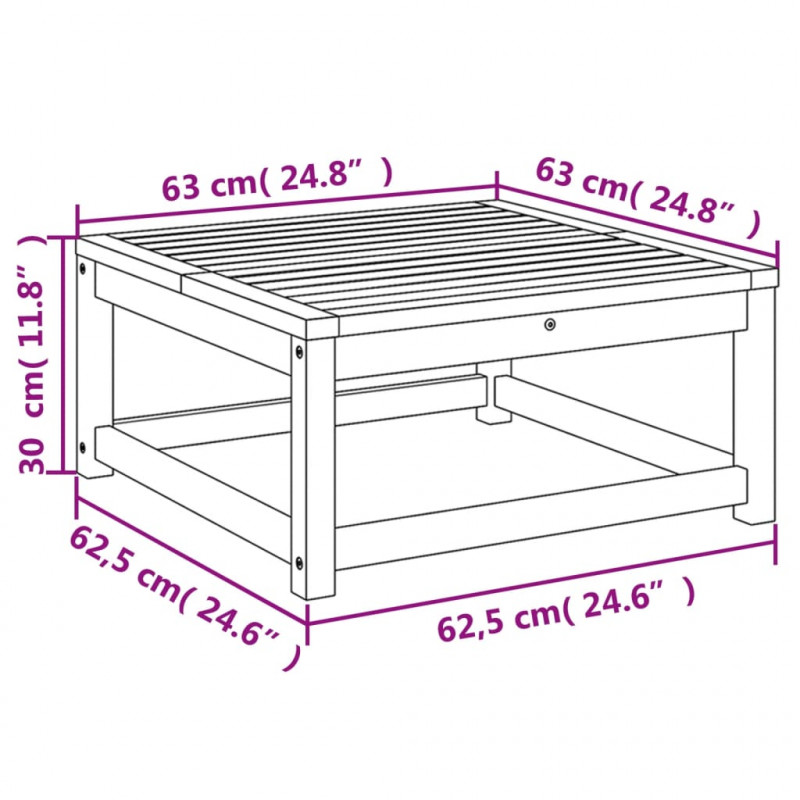 Stolik ogrodowy, 63x63x30 cm, lite drewno akacjowe