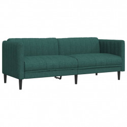 Sofa 3-osobowa, ciemnozielona, tapicerowana tkaniną