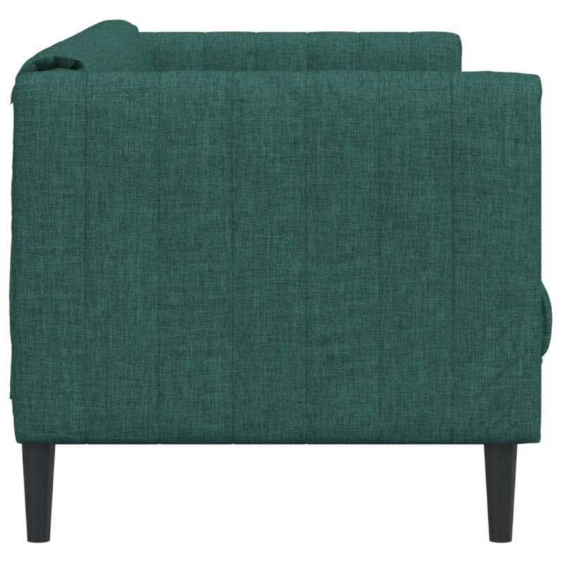 Sofa 3-osobowa, ciemnozielona, tapicerowana tkaniną