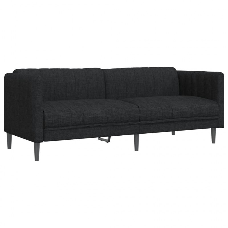 Sofa 3-osobowa, czarna, tapicerowana tkaniną