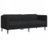 Sofa 3-osobowa, czarna, tapicerowana tkaniną