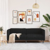 Sofa 3-osobowa, czarna, tapicerowana tkaniną