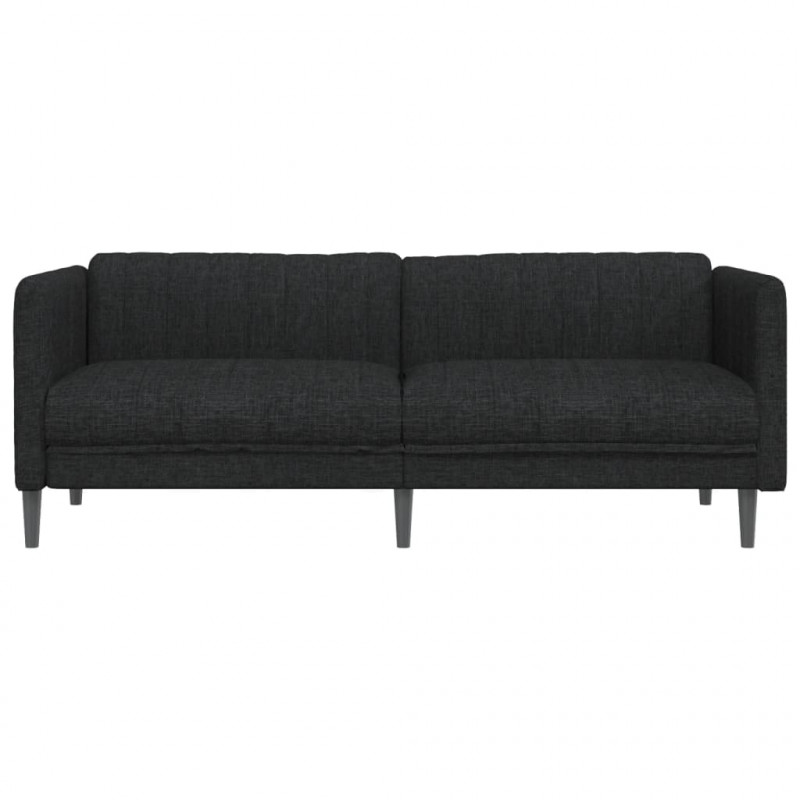 Sofa 3-osobowa, czarna, tapicerowana tkaniną