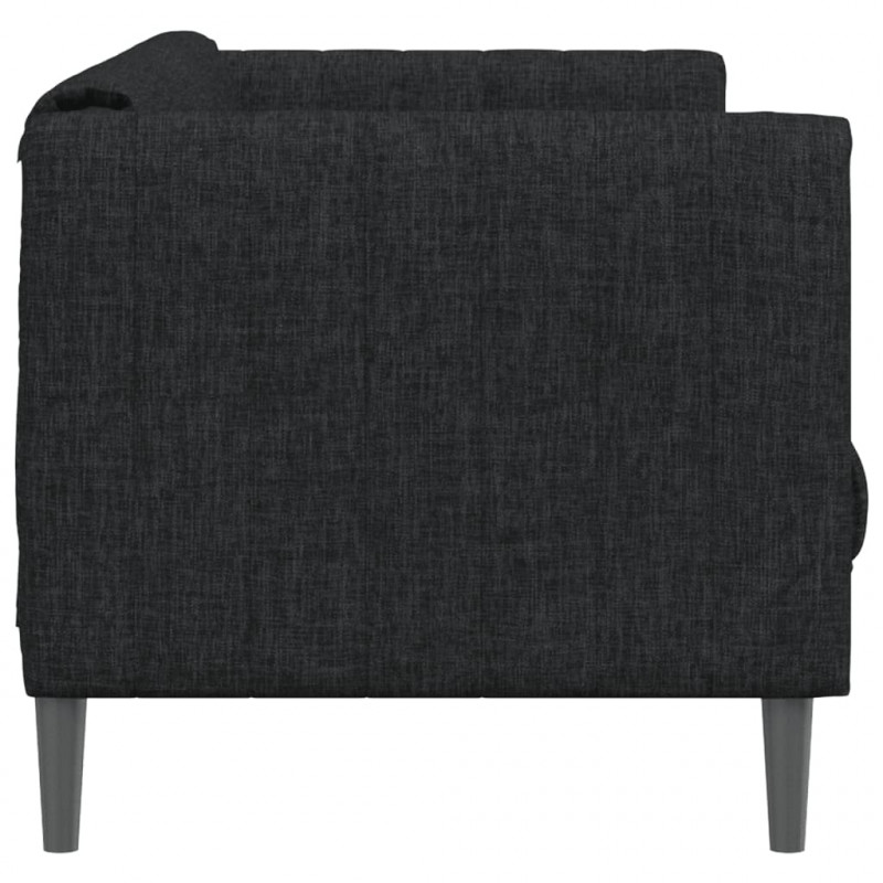 Sofa 3-osobowa, czarna, tapicerowana tkaniną