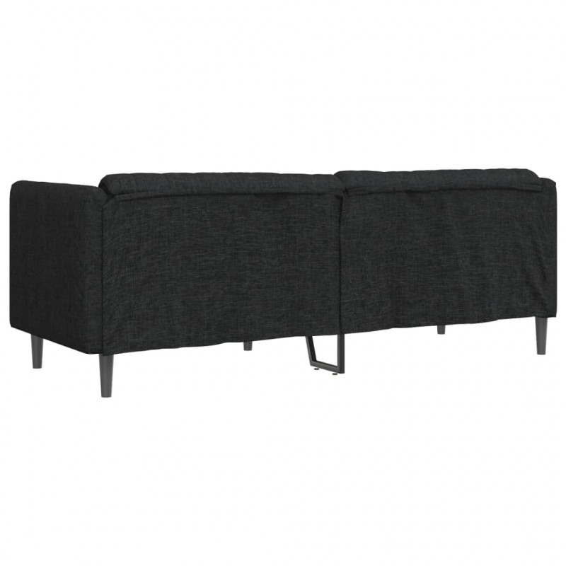 Sofa 3-osobowa, czarna, tapicerowana tkaniną