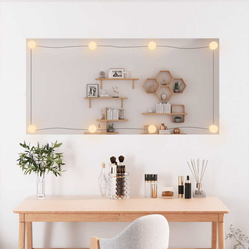 Lustro ścienne z LED, 50x100 cm, szklane, prostokątne