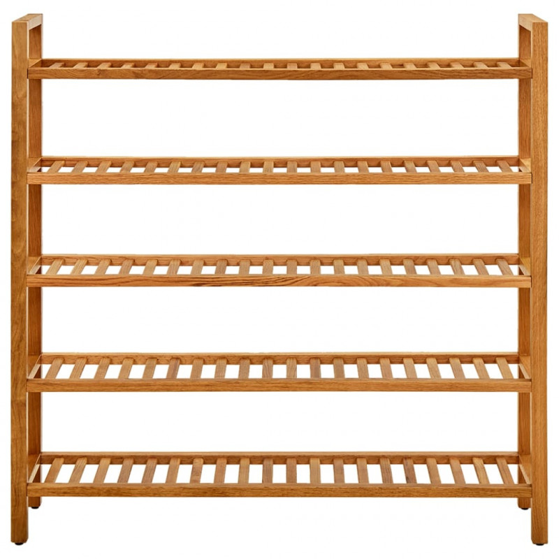 Stojak na buty z 5 półkami, 100x27x100 cm, lite drewno dębowe
